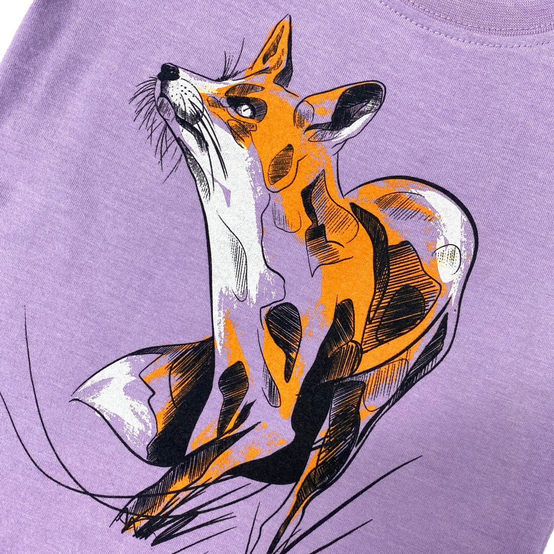 Green Island Fox Sketch Kids T in Lilac