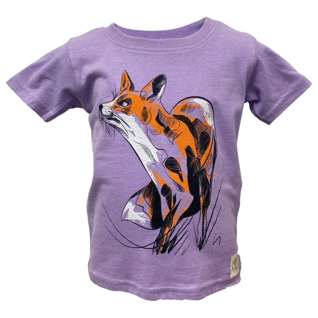 Green Island Fox Sketch Kids T in Lilac