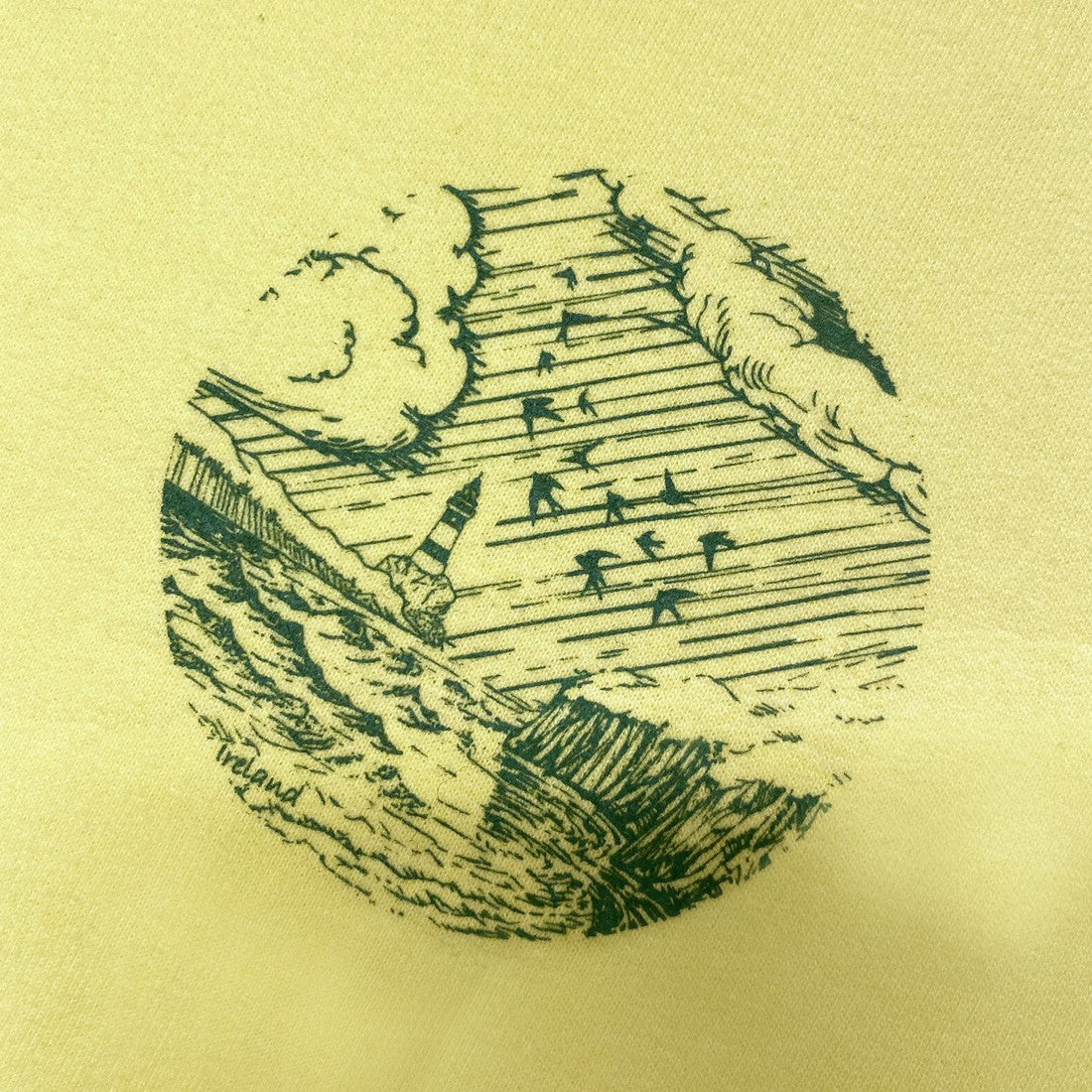 Green Island Lighthouse Sketch Cross Hoodie in Yellow