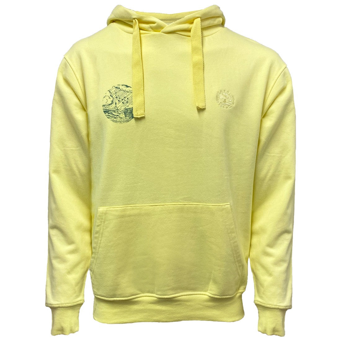 Green Island Lighthouse Sketch Cross Hoodie in Yellow