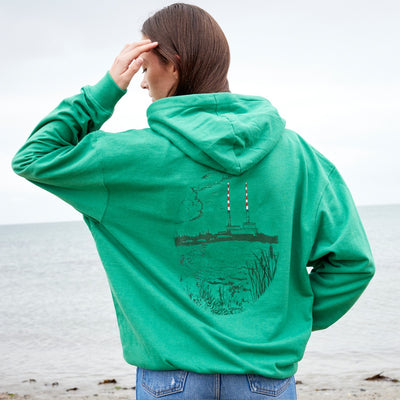 Green Island Poolbeg Sketch Cross Hoodie in Emerald