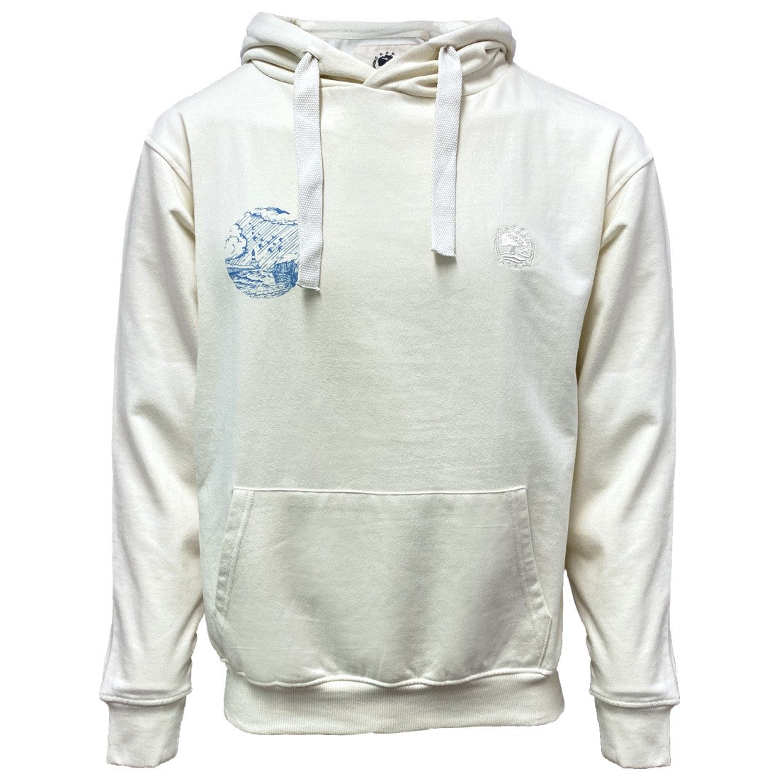 Green Island Lighthouse Sketch Cross Hoodie in Cream
