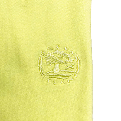 Green Island Lighthouse Sketch Cropped Ladies Hoodie in Yellow