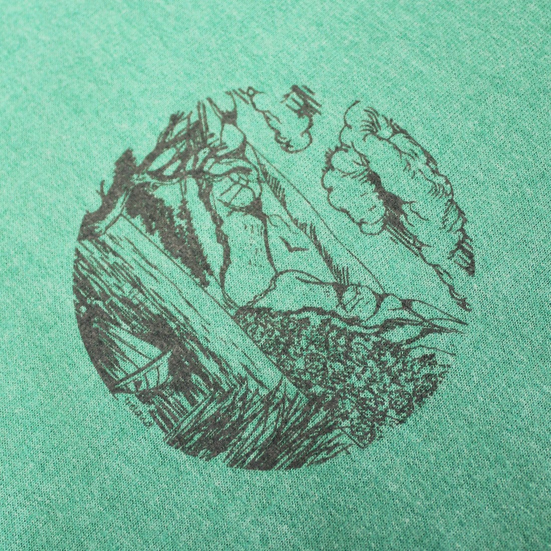 Green Island Land Sketch Cross Hoodie in Emerald