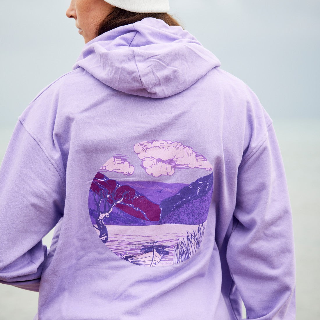 Green Island Land Sketch Cross Hoodie in Lilac