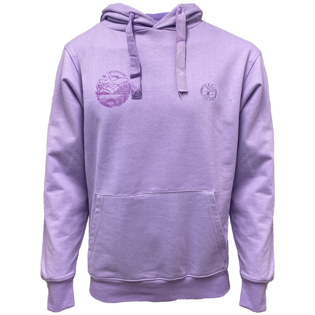 Green Island Land Sketch Cross Hoodie in Lilac