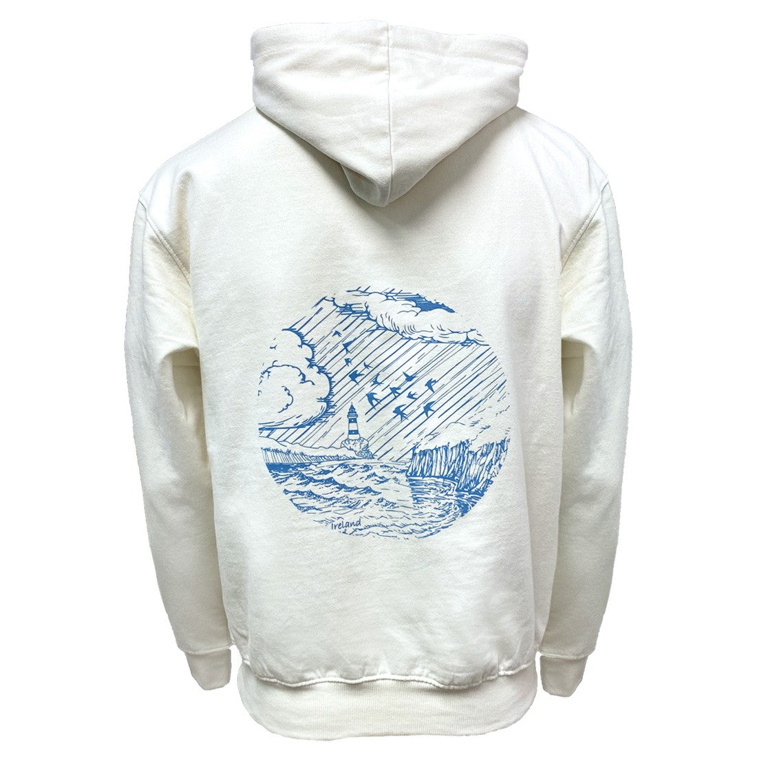 Green Island Lighthouse Sketch Cross Hoodie in Cream
