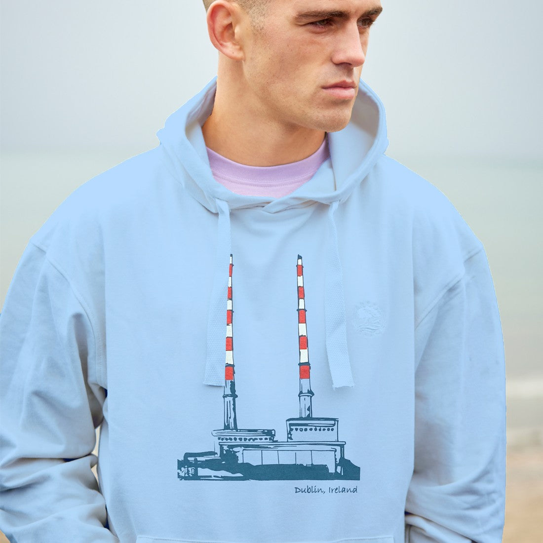 Green Island Poolbeg Sketch Cross Hoodie in Blue