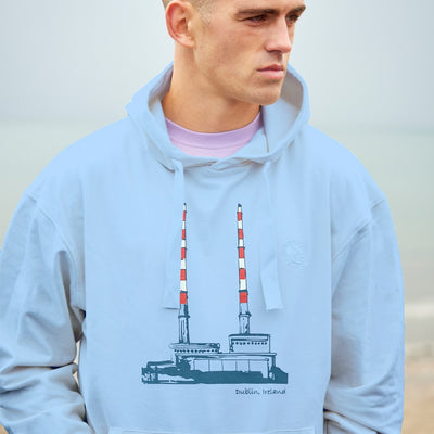 Green Island Poolbeg Sketch Cross Hoodie in Blue
