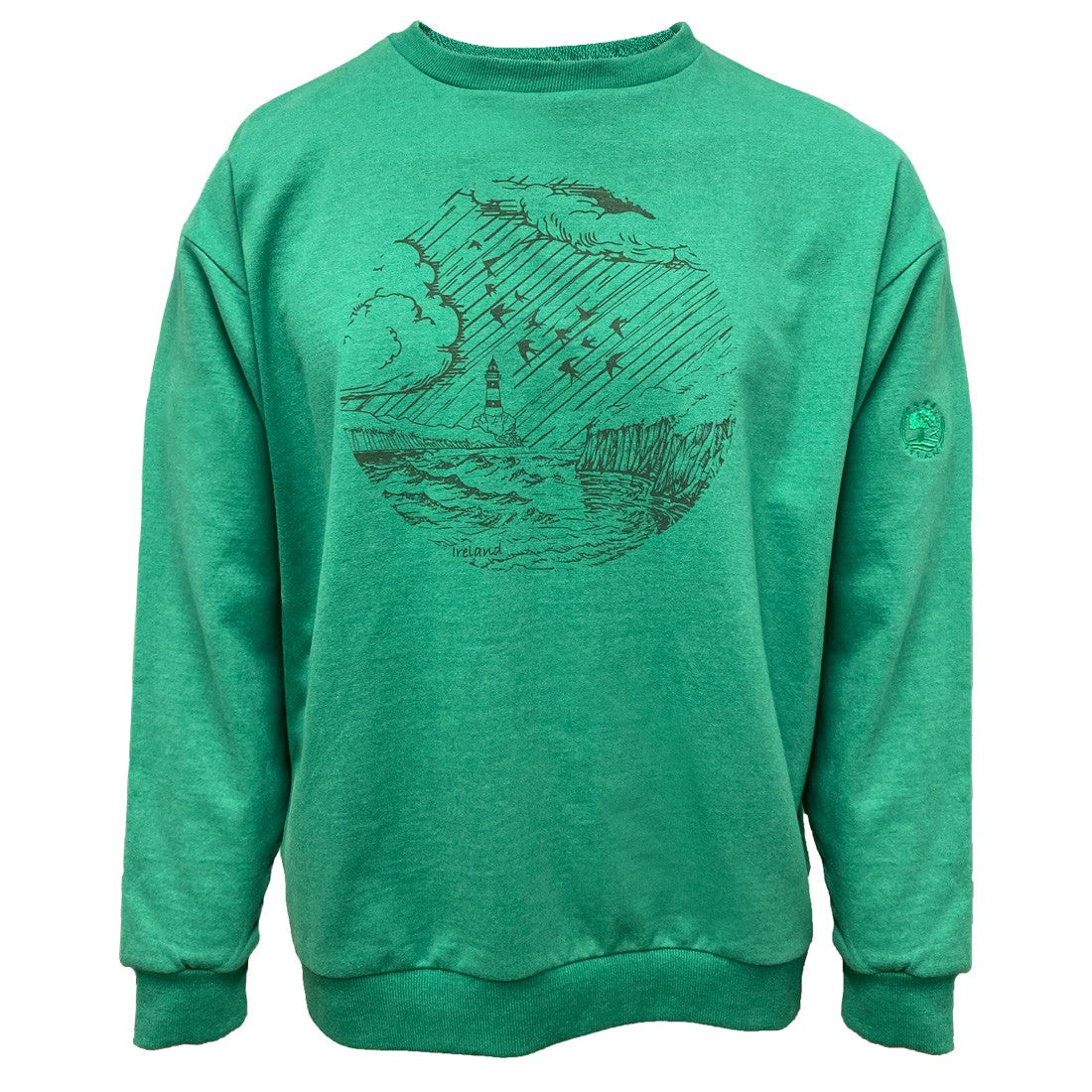 Green Island Lighthouse Sketch Oversized sweat in Emerald