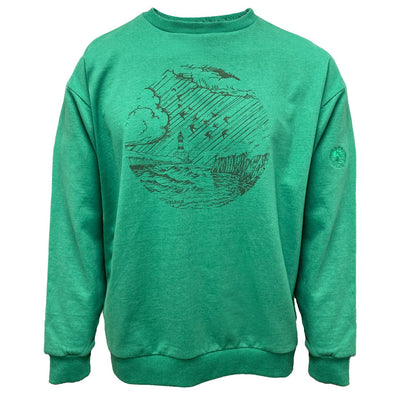 Green Island Lighthouse Sketch Oversized sweat in Emerald