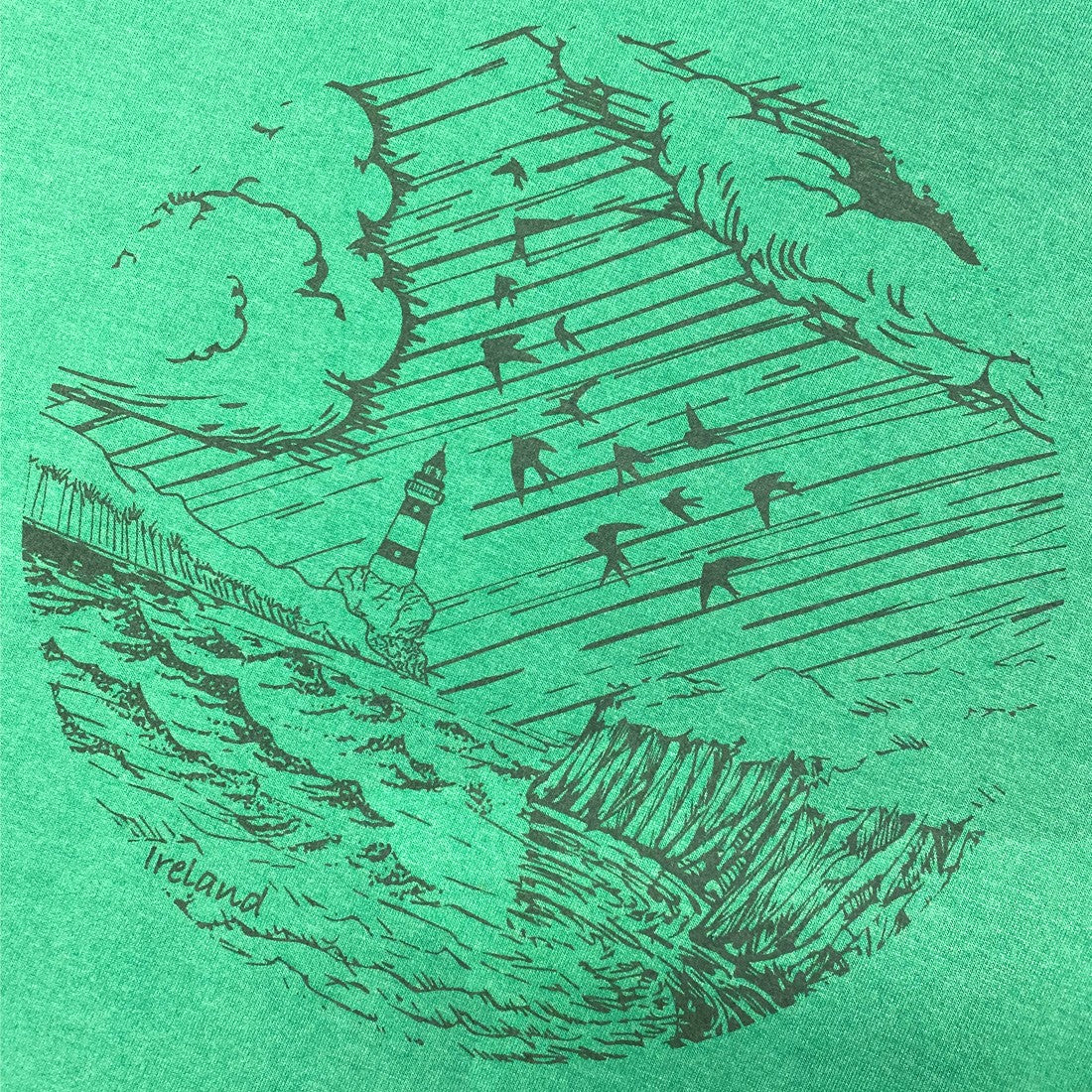 Green Island Lighthouse Sketch Oversized sweat in Emerald