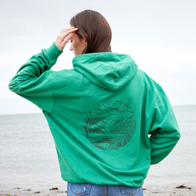 Green Island Land Sketch Cross Hoodie in Emerald