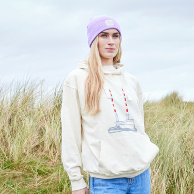 Green Island Poolbeg Sketch Cross Hoodie in Cream
