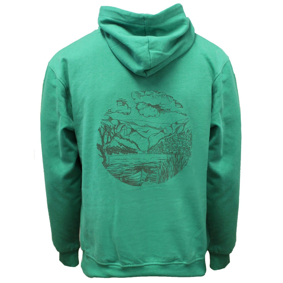 Green Island Land Sketch Cross Hoodie in Emerald