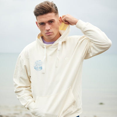 Green Island Lighthouse Sketch Cross Hoodie in Cream