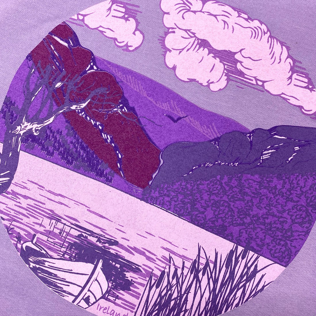 Green Island Land Sketch Cross Hoodie in Lilac