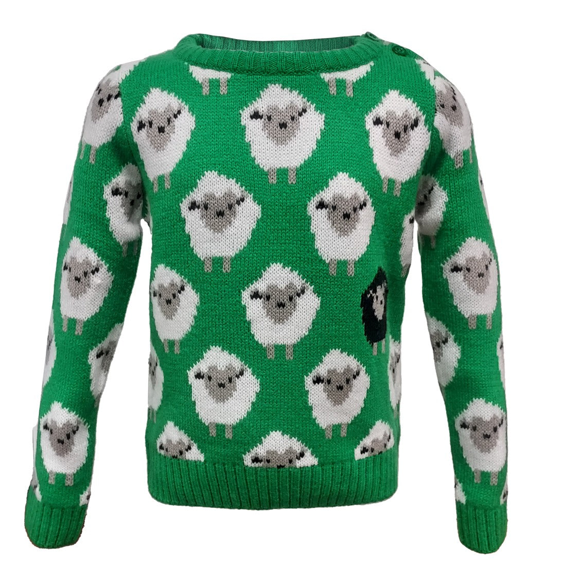 Sheep All Over Print Kids Knit Jumper in Green