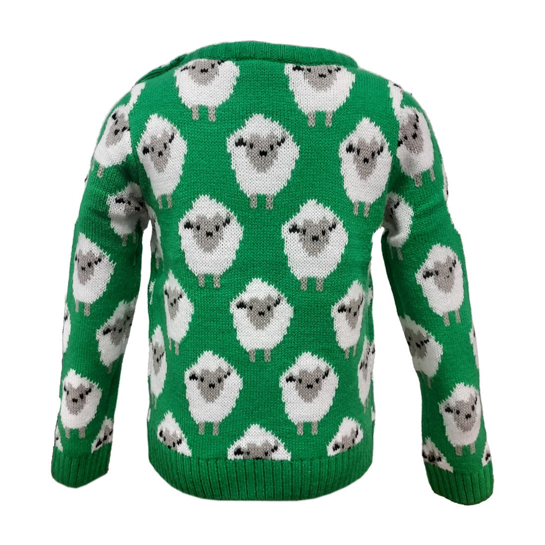 Sheep All Over Print Kids Knit Jumper in Green