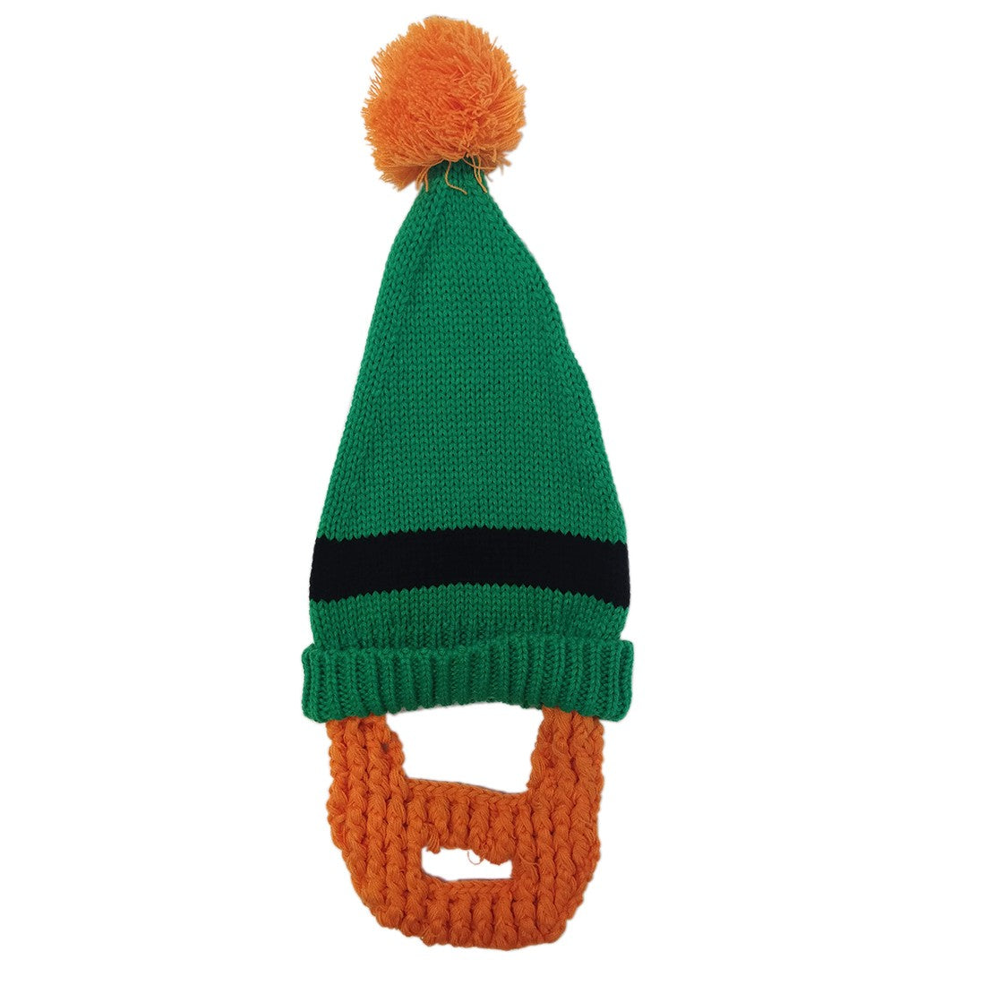Green Knit Leprechaun Hat With Beard