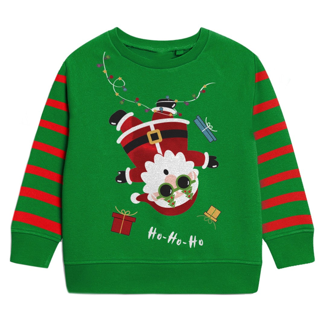 Green Red Foil Santa Kids Sweatshirt