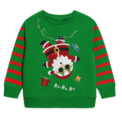 Green Red Foil Santa Kids Sweatshirt