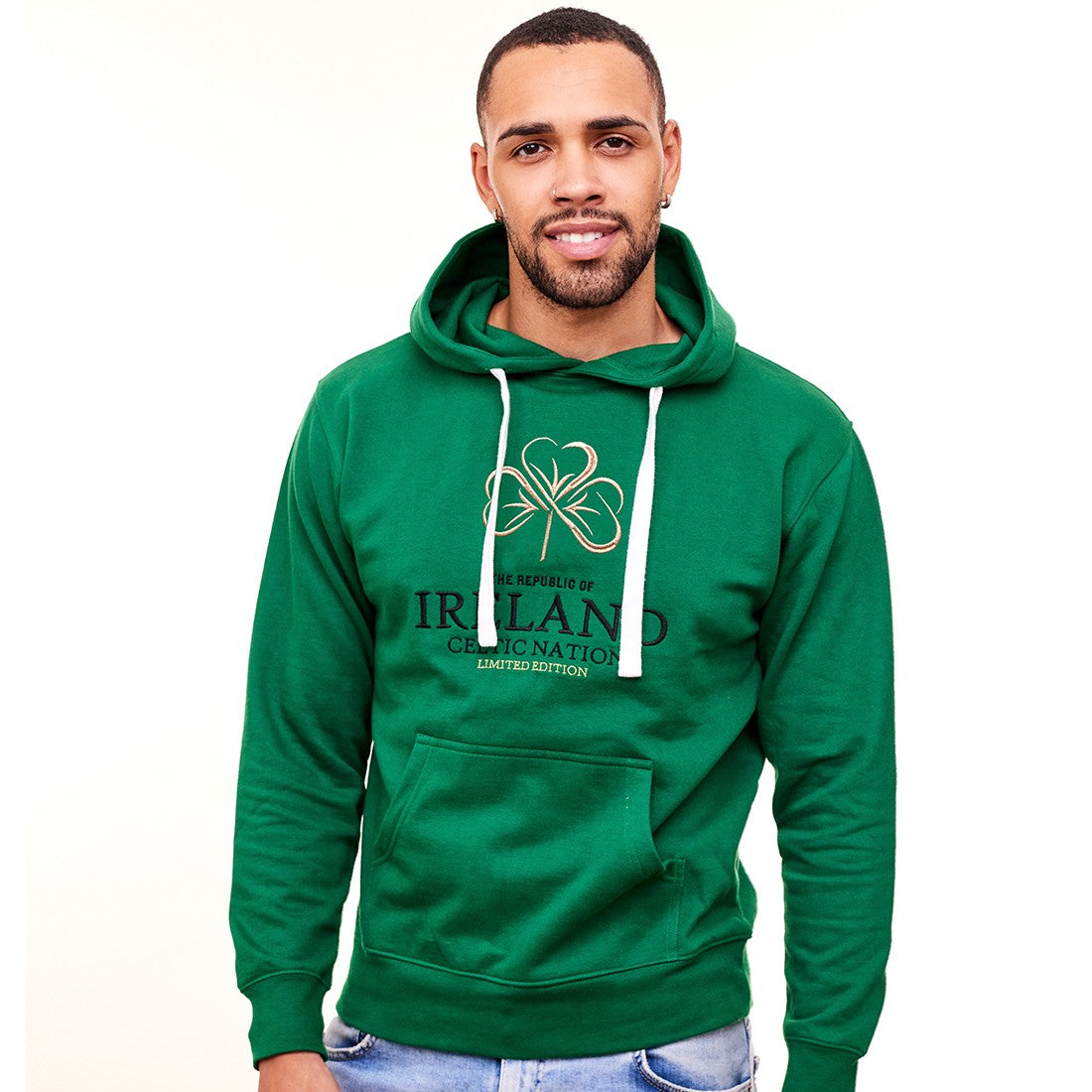 Green Shamrock Embroidered Hoodie