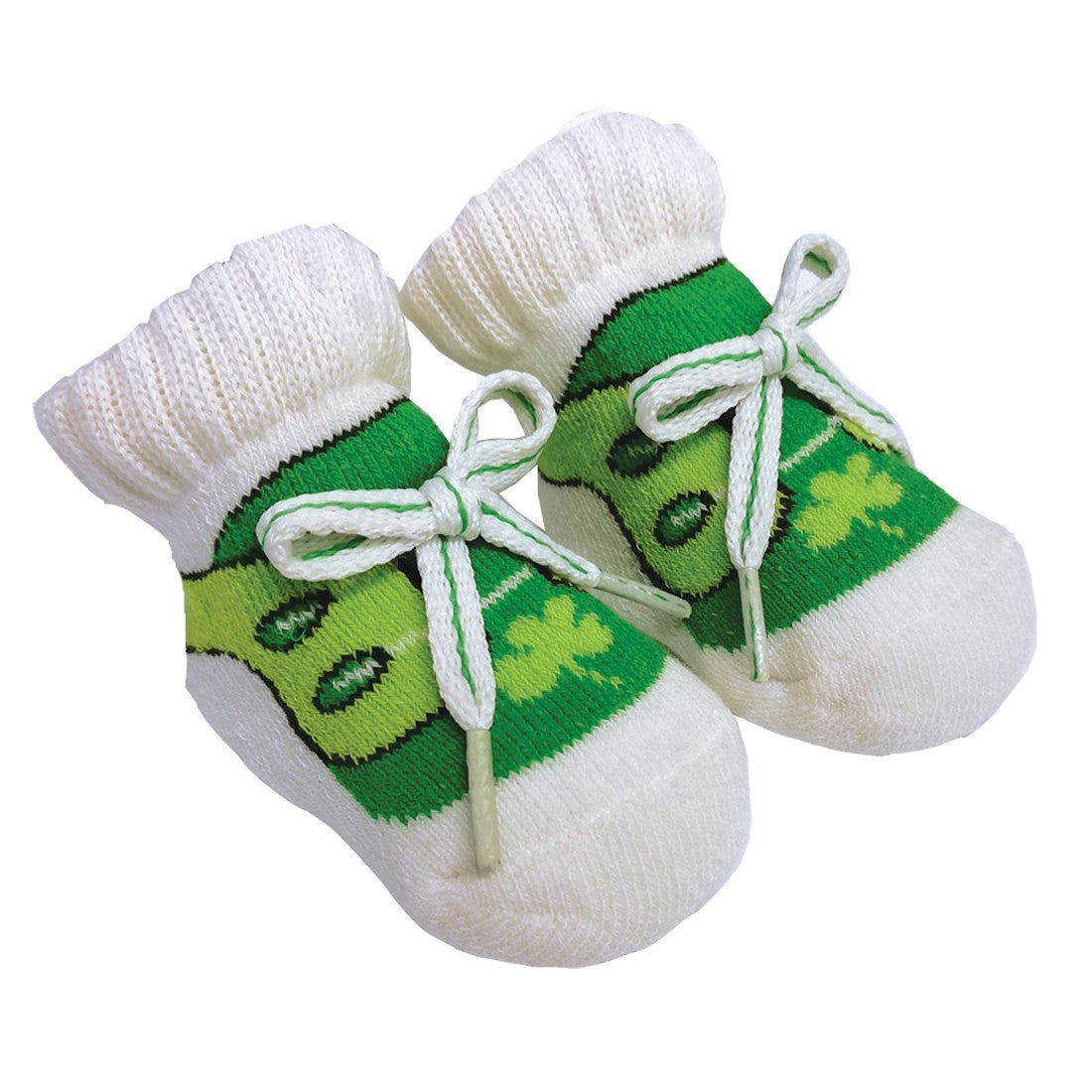 Green/ White Baby New-born Booties