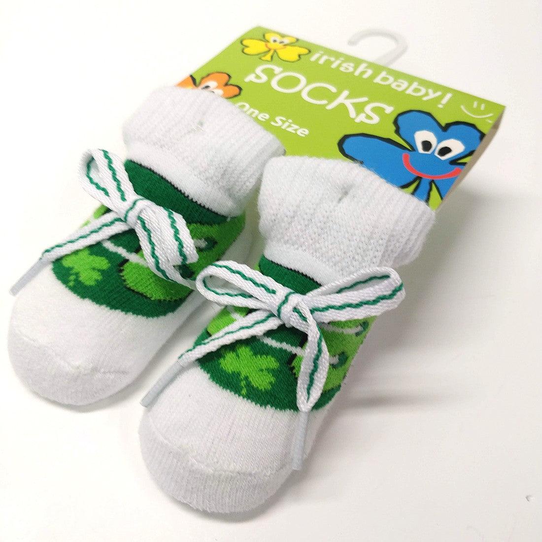 Green/ White Baby New-born Booties