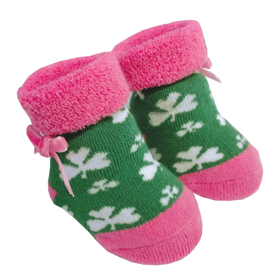 Green/Pink Shamrock Baby Booties