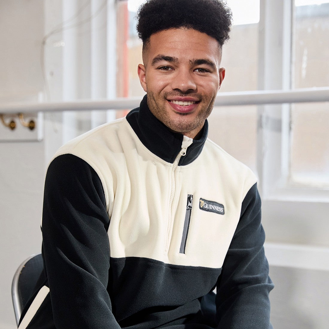 Guinness 1/4 Zip Fleece in Black & Cream