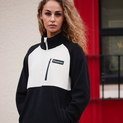 Guinness 1/4 Zip Fleece in Black & Cream