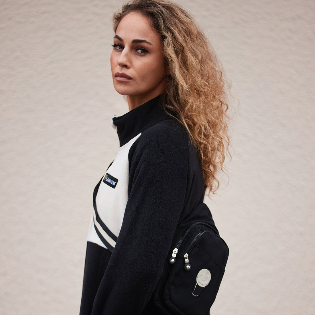 Guinness 1/4 Zip Fleece in Black & Cream