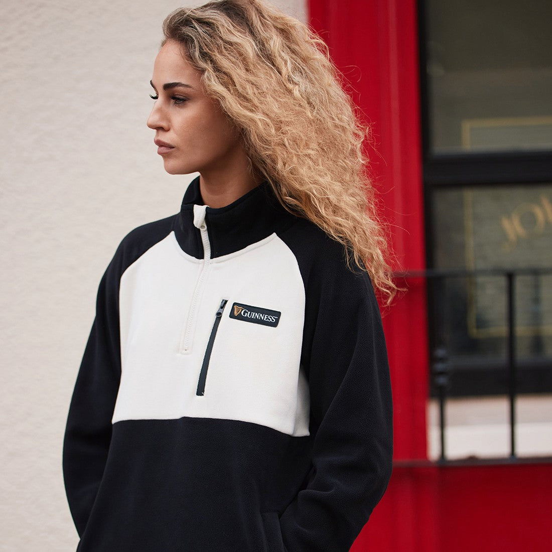 Guinness 1/4 Zip Fleece in Black & Cream