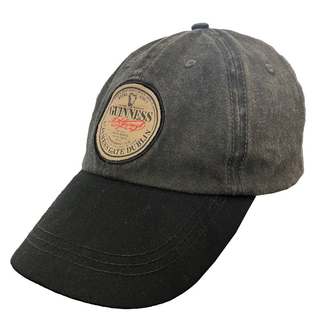 Guinness Acid Wash Badge Baseball Cap in Grey