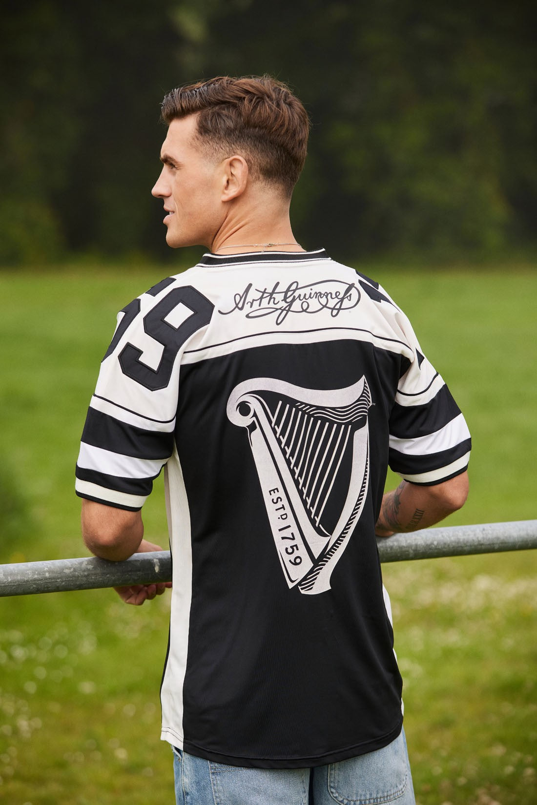 Guinness American Football Jersey in Black & Cream
