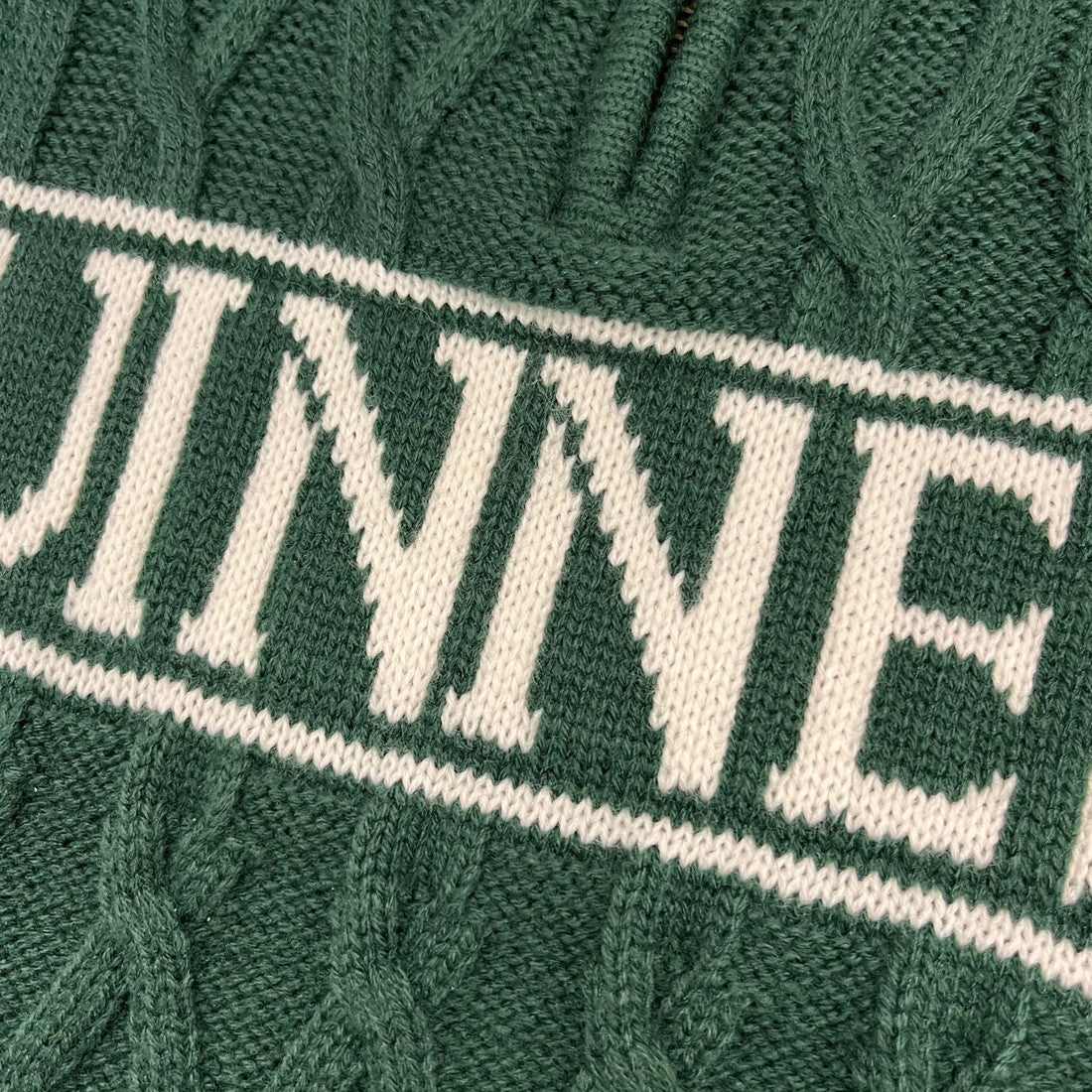 Guinness “Aran Knit” 1/4 Zip Jumper in Moss Green