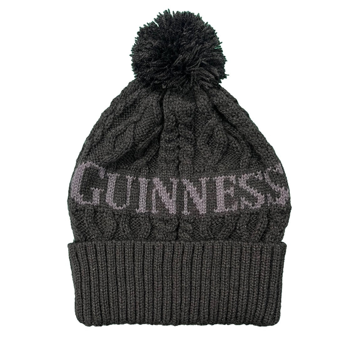 Guinness Aran Knit Bobble Hat in Black