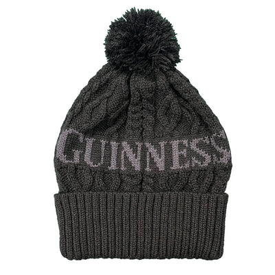 Guinness Aran Knit Bobble Hat in Black