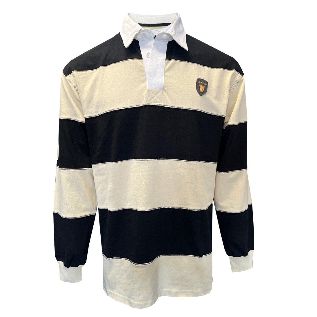 Guinness Black & Cream Long Sleeve Rugby Shirt for Men
