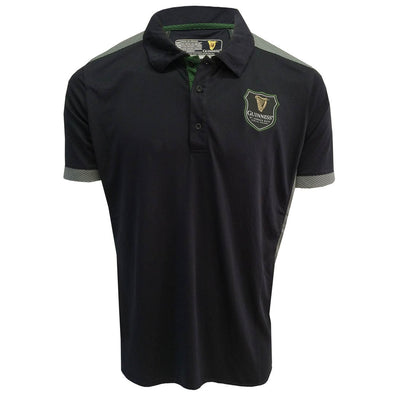 Guinness Black Grey Performance Polo Shirt