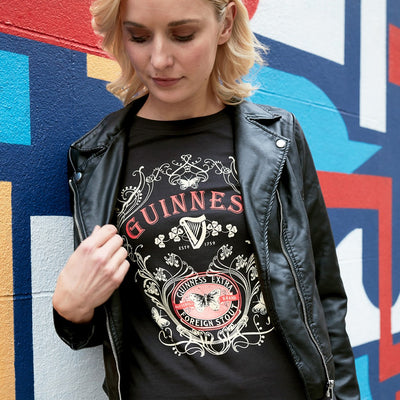 Guinness Black Ladies Butterfly T-Shirt