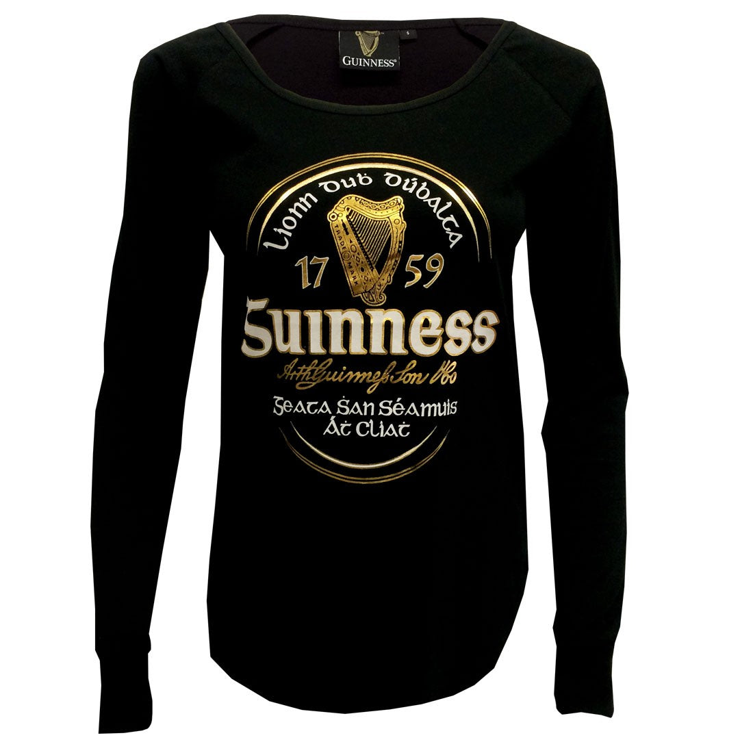 Guinness Black Long Sleeve Irish Label T-Shirt
