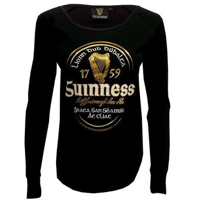 Guinness Black Long Sleeve Irish Label T-Shirt