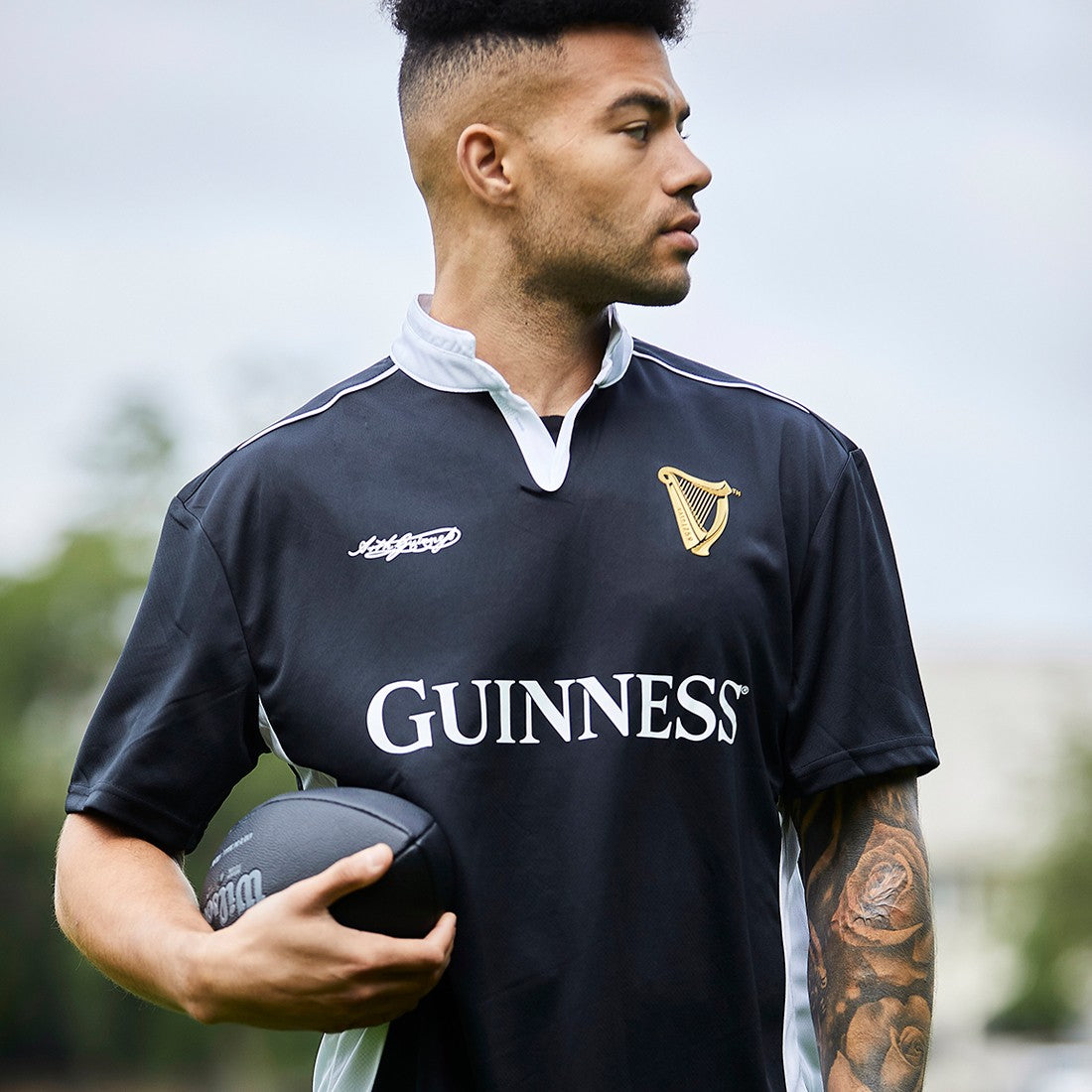 Guinness Black & White Sustainable Performance Rugby Shirt for Men