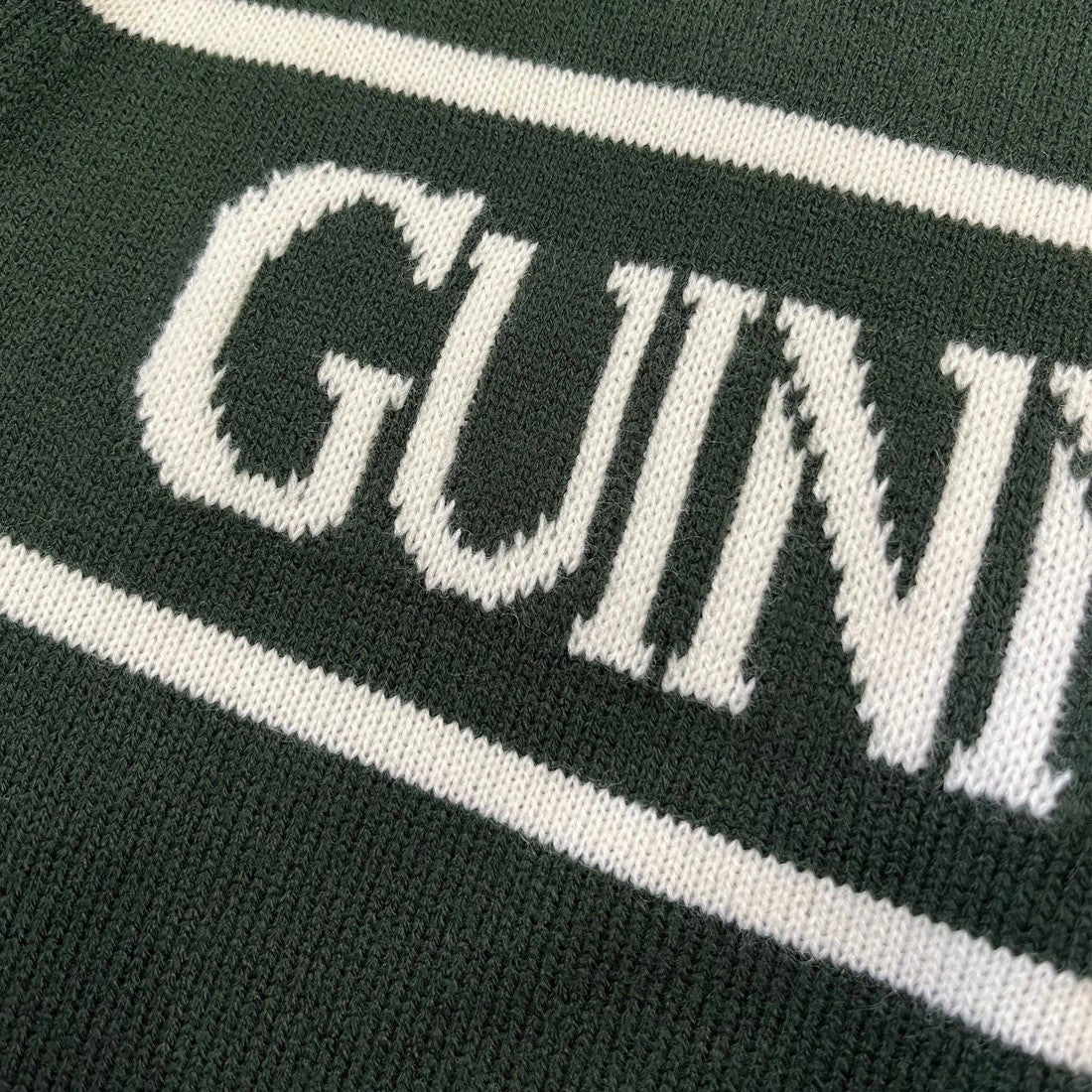 Guinness Bottle Green Crew Neck Cream Stripe Jumper