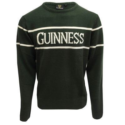 Guinness Bottle Green Crew Neck Cream Stripe Jumper