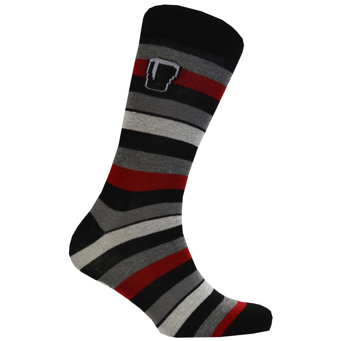 Guinness Burgundy & Grey Striped Socks in Black & Multi