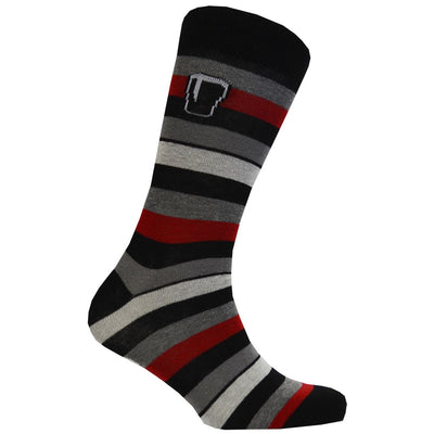 Guinness Burgundy & Grey Striped Socks in Black & Multi