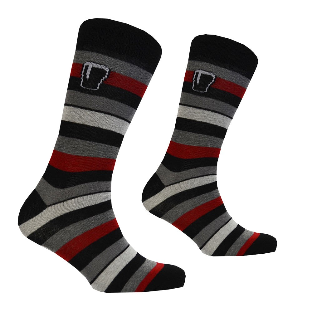 Guinness Burgundy & Grey Striped Socks in Black & Multi